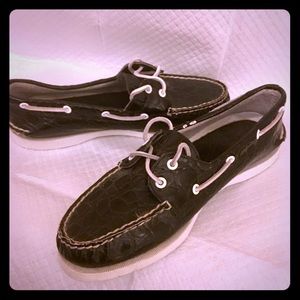 Authentic Sperry Top-Siders -navy blue leather 8.5